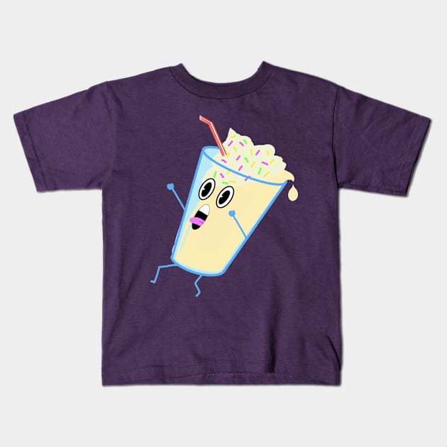 Spilt Kawaii Milkshake Kids T-Shirt by DesignsBySaxton